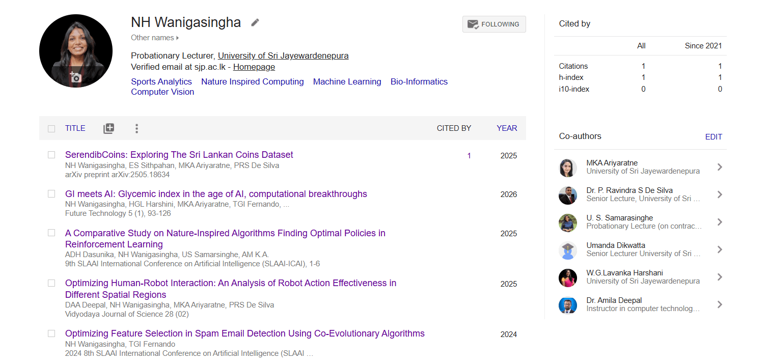 Google scholar page