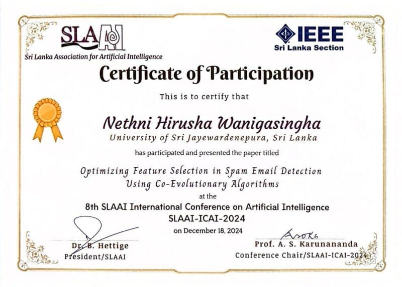 SLAAI 2024 Conference Presentation on Spam Email Detection